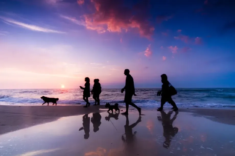 Brean Sands beach and coastal walks near Berrow on the Somerset coast