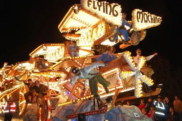 Illuminated carnival float at the Somerset Winter Carnival in November